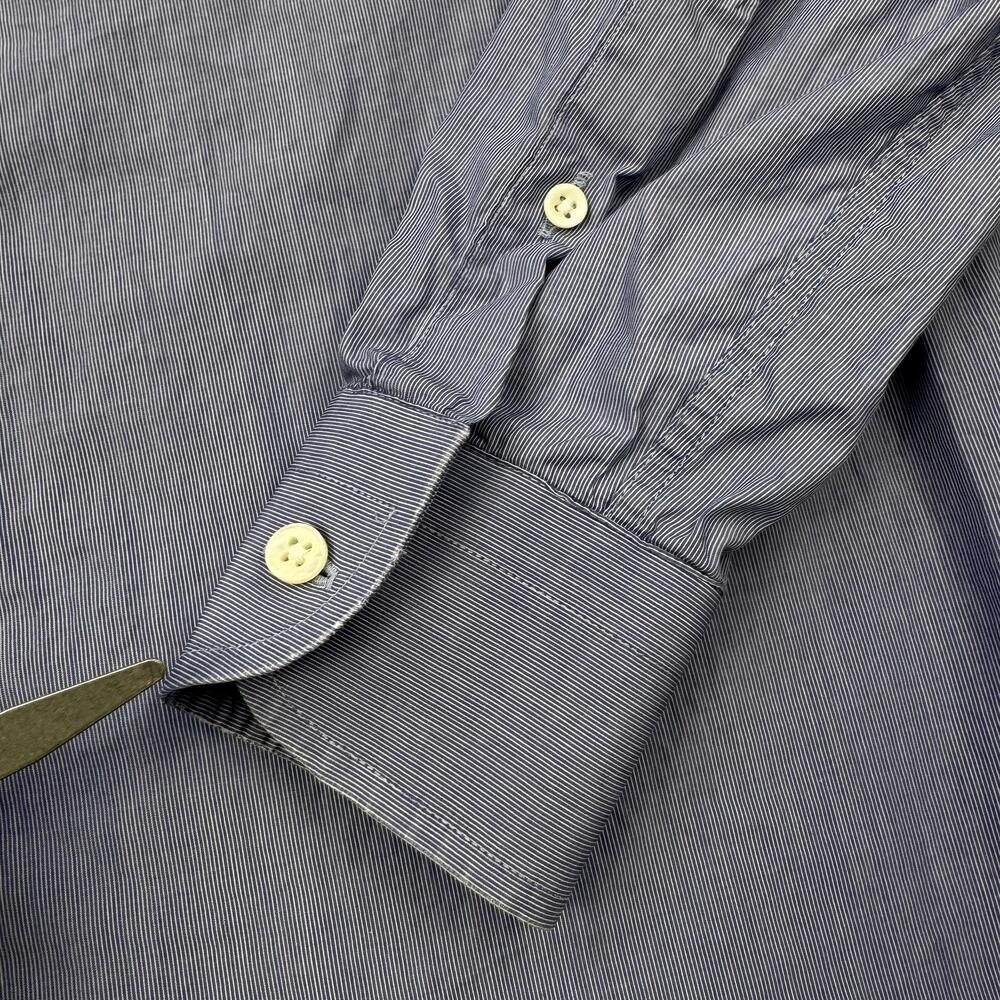 Ralph Lauren Black Label Dress Shirt Mens 15 Blue Pinstripe Classic Made Italy - Picture 7 of 13